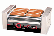 The 8010 hot dog roller grill will hold up to 10 hot dogs and has optional silverstone rollers