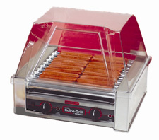 The 8018 hot dog roller grill will hold up to 18 hot dogs and has optional silverstone rollers