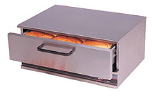 Stainless steel bunwarmers provide dry heat to keep the hot dog buns ready to go.